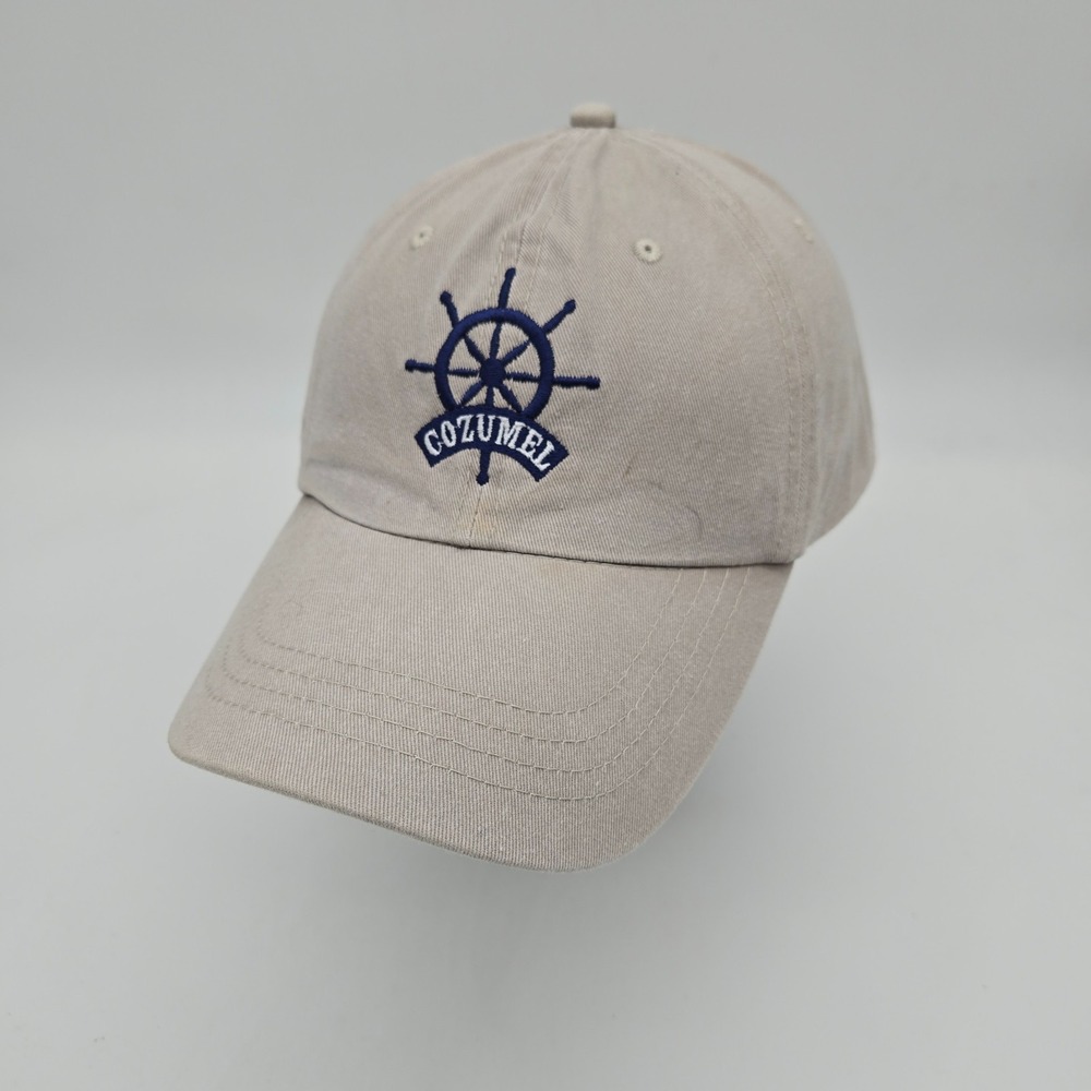 Cozumel Mexico Strapback Hat Baseball Cap Beige City Beach Ships Wheel Souvenir